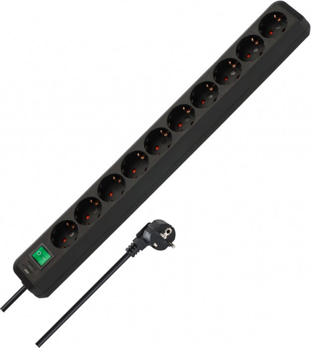 Brennenstuhl Eco black power strip with switch 10x2P+E 3m BR - 1159300010