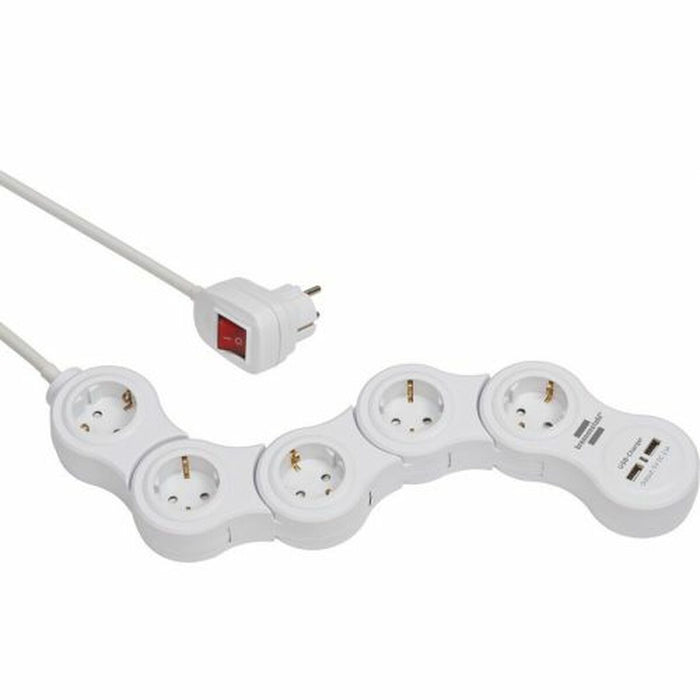 Power Socket - 5 sockets with Switch Brennenstuhl Vario-Power White 3600 W USB x 2 (1,4 m)