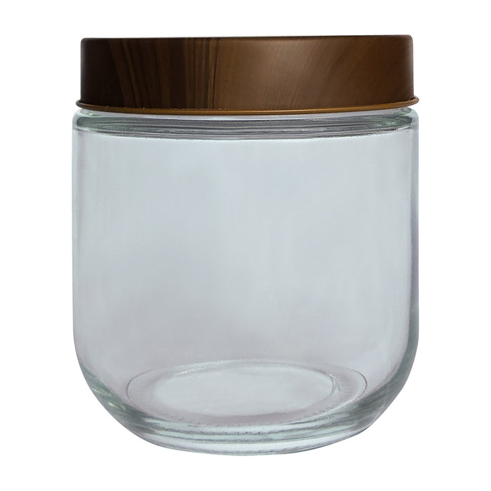 JAR WITH TRANSPARENT LID 350 ML WOOD BRIO