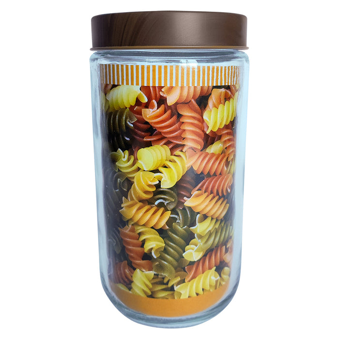 JAR WITH TRANSPARENT LID 800 ML WOOD BRIO