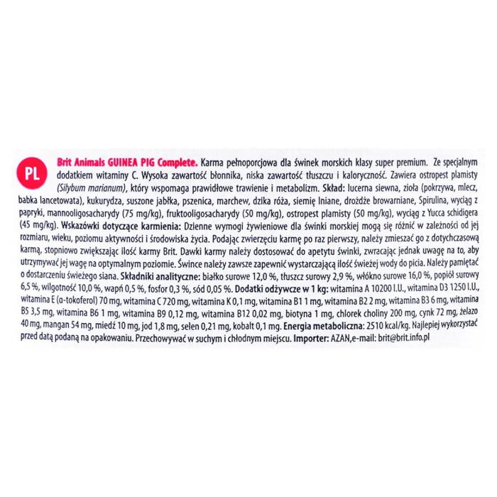 BRIT Animals Guinea Pig Complete - dry food for guinea pigs - 1.5 kg - FodderDMZ-KAR<<<For small animalsDMZ<<<ActionPL