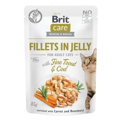 BRIT Care Fillets in Jelly - trout and cod fillets in jelly - wet cat food - 85 g - Wet foodDLK-KAM<<<For