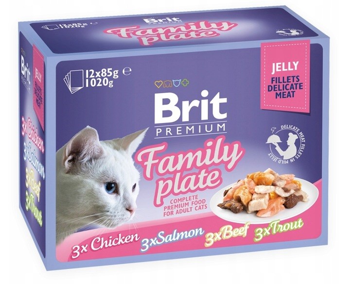 BRIT Premium Family Plate Fillets in Jelly Mix of Flavors - wet food for cats - 12x85g