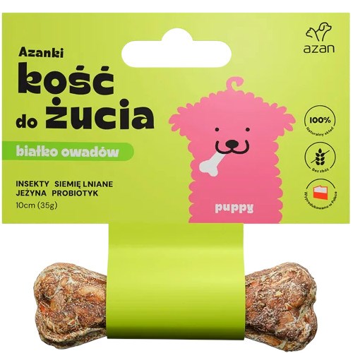 AZANKI Bone with Insects and Probiotic Puppy – Dog Treat – 10 cm