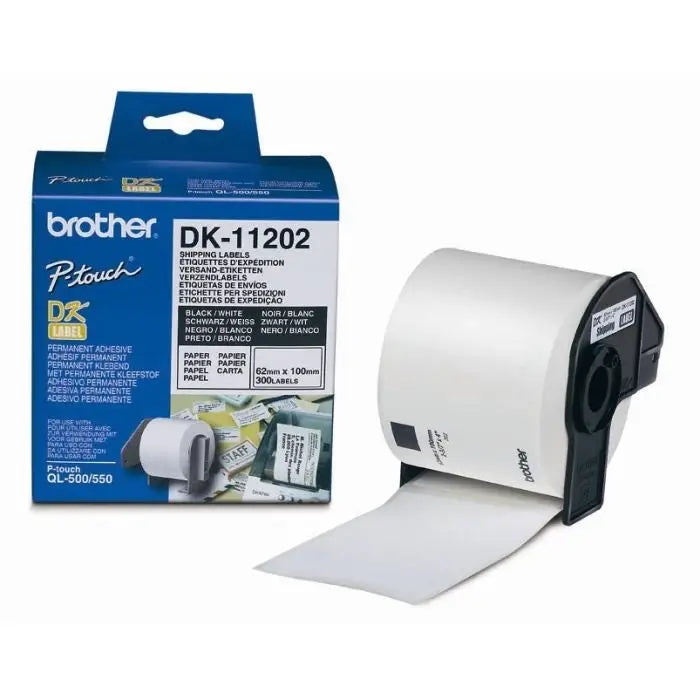 Brother DK-11202 Shipping Labels 62mmx100mm 300 labels per roll Black on White - Консумативи за етикетни