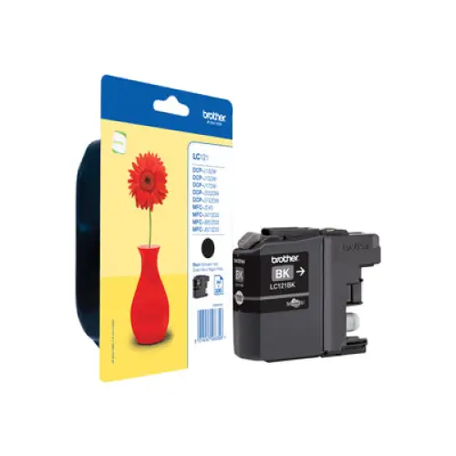BROTHER LC-121 ink cartridge black standard capacity 300 pages 1-pack blister without alarm - Мастила и Мастилени