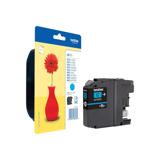 BROTHER LC-121 ink cartridge cyan standard capacity 300 pages 1-pack blister without alarm - Мастила и Мастилени