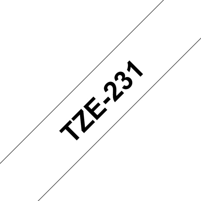 LAMINATED TAPE 12MM WHITE 8M BROTHER TZE-231