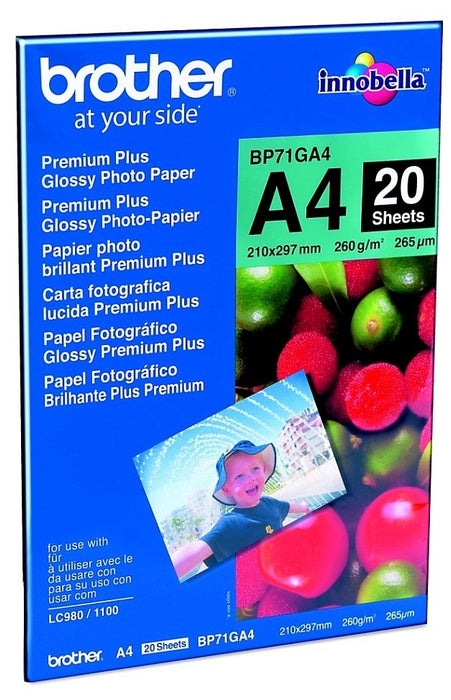 Brother BP71GA4 Premium Plus Glossy Photo Paper 20 Sheets