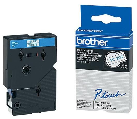 BROTHER P-Touch TC-203 blue on white 12mm