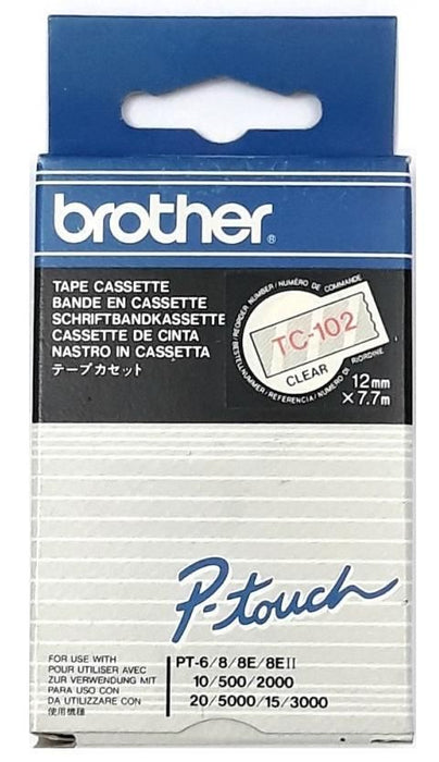 BROTHER P-Touch TC-102 red on clear 12mm