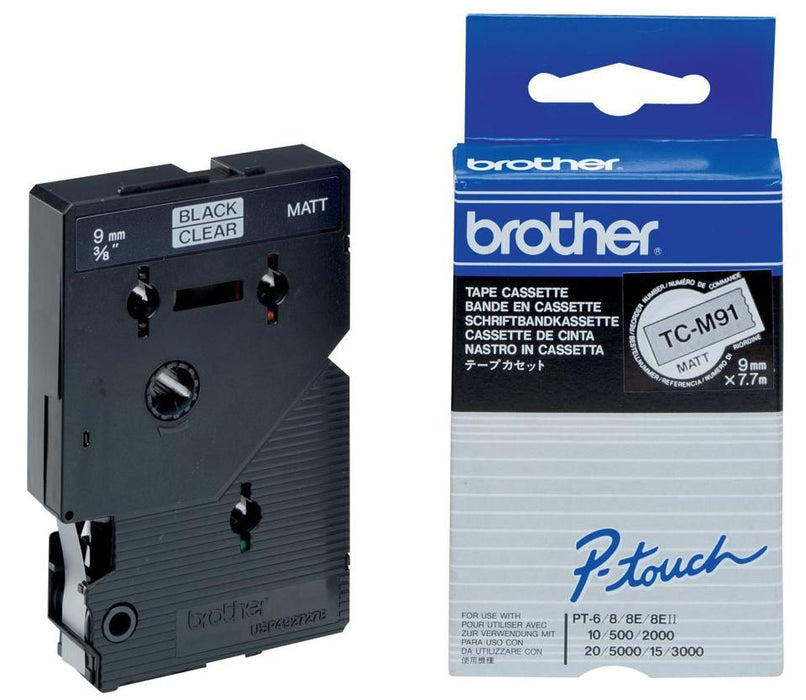BROTHER P-Touch TC-M91 black on clear-matt 9mm