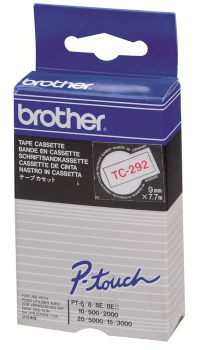 BROTHER P-Touch TC-292 red on white 9mm