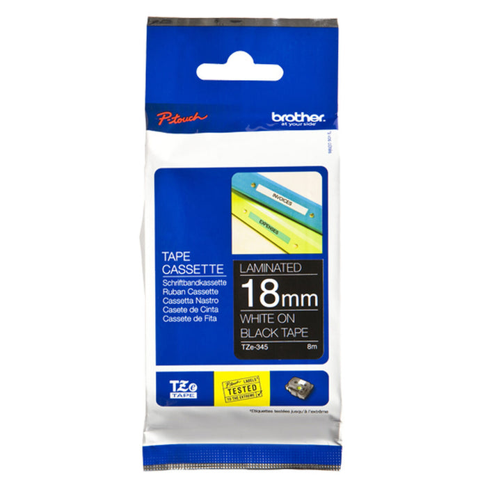 Brother TZe-345 Tape White on Black, Laminated, 18mm, 8m - Eco