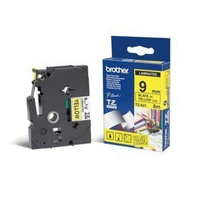 Brother TZe-621 Tape Black on Yellow, Laminated, 9mm Eco