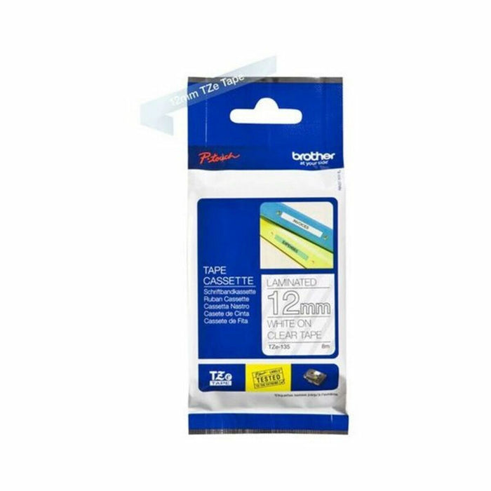 Brother TZe-135 Tape White on Clear, Laminated, 12mm, 8m - Eco