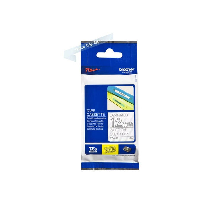Brother TZe-135 Tape White on Clear, Laminated, 12mm, 8m - Eco