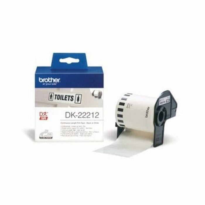 Brother DK-22212 White Continuous Length Film Tape 62mm x 15.24m, Black on White