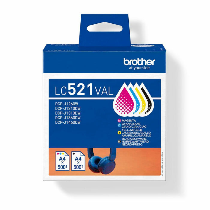 Original Ink Cartridge Brother LC521VAL Yellow (4 Units)