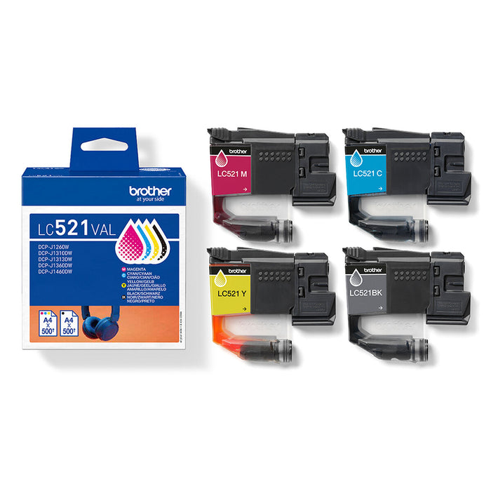 Original Ink Cartridge Brother LC521VAL Yellow (4 Units)