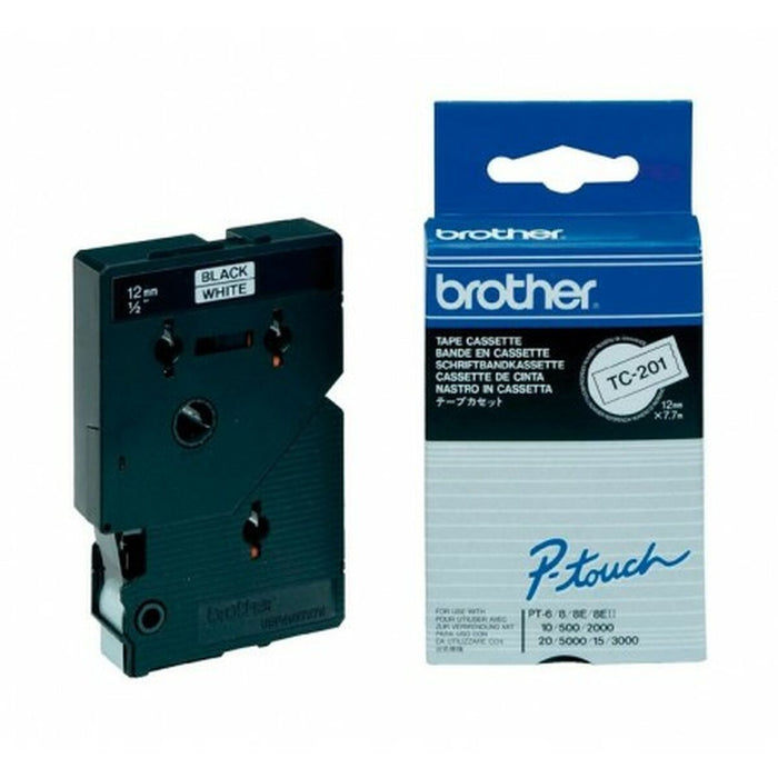BROTHER P-Touch TC-201 black on white 12mm