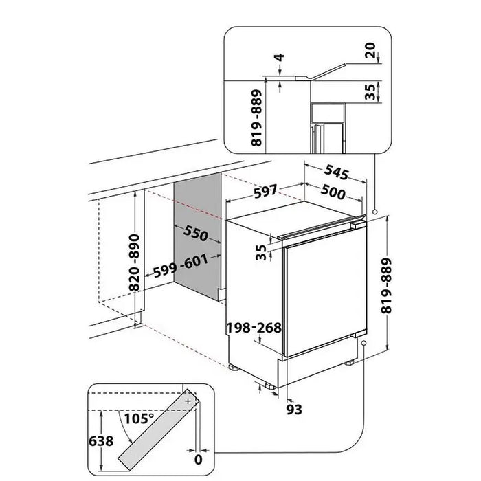 Built-in freezer WHIRLPOOL WBUFZ011 - Вертикални фризери за вграждане<<<Фризери за вграждане<<<Уреди за