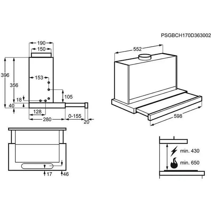 Built-in hood AEG DPE5660M - Телескопични абсорбатори<<<Абсорбатори за вграждане<<<Уреди за