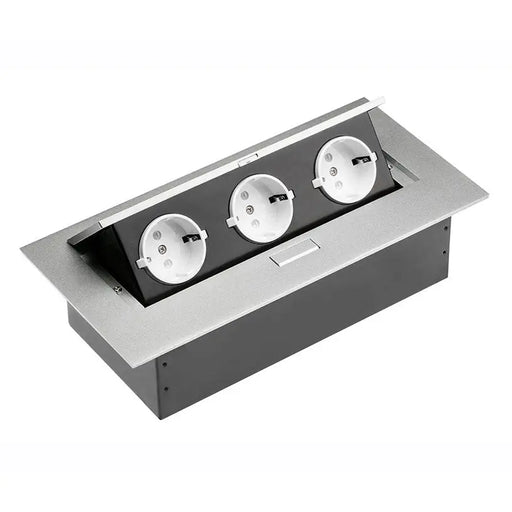 BUILT-IN SPLITTER 3 SOCKETS WITHOUT CABLE ALUMINUM GTV - Разклонители и адаптери<<<Електроматериали<<<Строителни