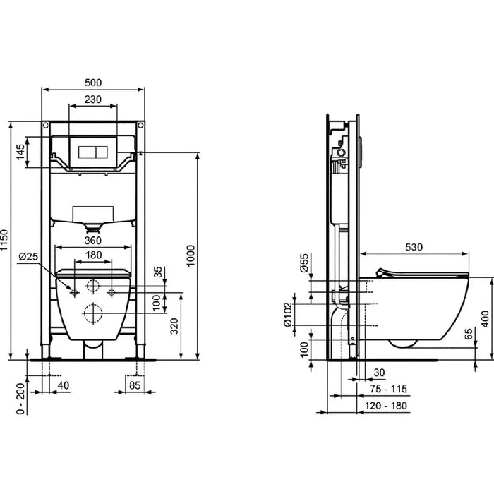 BUILT-IN STRUCTURE SET IDEALSTANDARD PROSYS 120P TESI RIMLESS+ - Структури и комплекти за вграждане<<<Санитарна