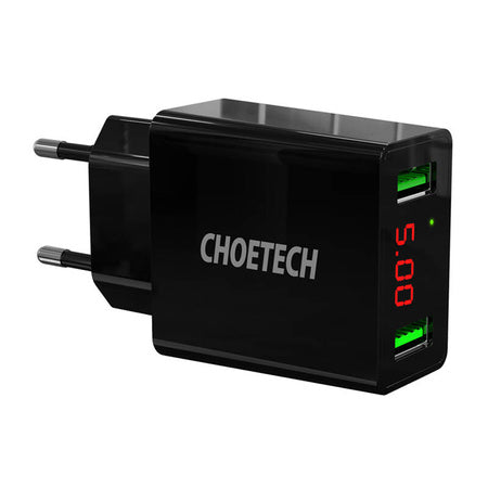 C0028 2*USB-A network charger with display (black) - mains chargers<<<Chargers<<<GSM Accessories<<<InnproXML