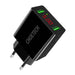 C0028 2*USB-A network charger with display (black) - mains chargers<<<Chargers<<<GSM Accessories<<<InnproXML