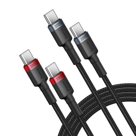 Cable Baseus Cafule USB-C to USB-C 100W,2m 2psc (Red Black Grey Black) - USB-C to USB-C<<<USB cables<<<GSM