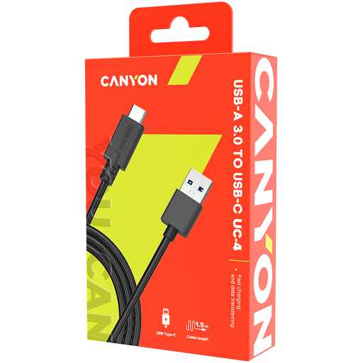 Cable CANYON CNE-USBC4B USB-USB Type C 1.5M - Аксесоари за смартфон<<<Аксесоари<<<TechMart&&&Аксесоари за