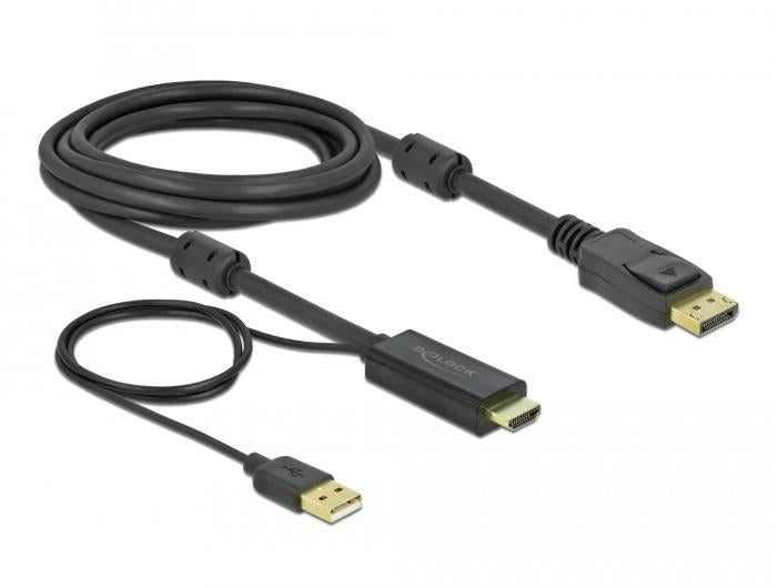 Cable Delock HDMI male - DisplayPort USB male 4K 30 Hz 3 m Black - PC кабели<<<Кабели<<<ValiAPI