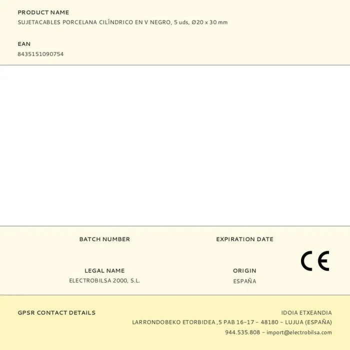 Cable holder F-line Black Porcelain 5 Units - Компютър Мрежи и компоненти<<<Компютри| Електроника<<<BigBuy&&&Окабелени