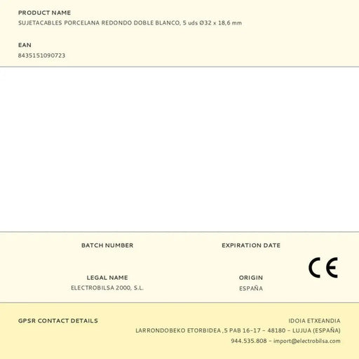 Cable holder F-line White Porcelain 5 Units - Компютър Мрежи и компоненти<<<Компютри| Електроника<<<BigBuy&&&Окабелени