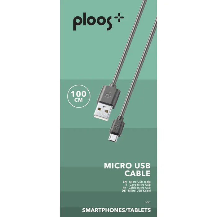 CABLE MICRO USB 1M BLACK PLOOS - Зарядни устройства<<<Батерии и фенери<<<Осветление<<<Praktiker