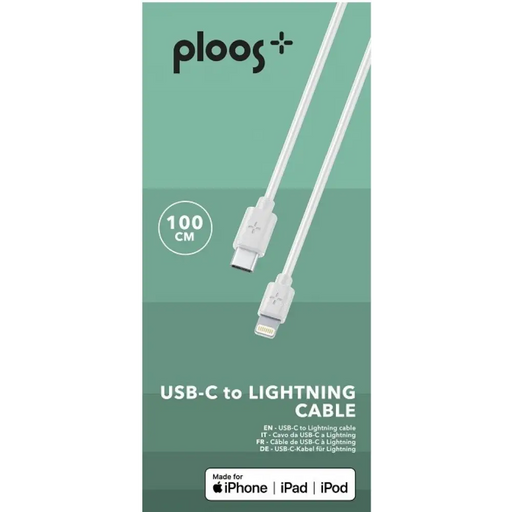 Cable PLOOS USB-C to Lightning 1 m white - Аксесоари за смартфон<<<Аксесоари<<<TechMart&&&Аксесоари за