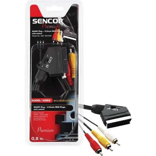 Cable Sencor SAV 163-015 SCART-3RCAM Switch P 1.5m - Кабели<<<Аксесоари за телевизори<<<Аксесоари<<<TechMart