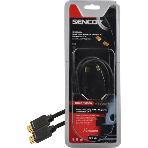 Cable Sencor SAV 166-015 HDMI-HDMI 1.5M - Кабели<<<Аксесоари за телевизори<<<Аксесоари<<<TechMart