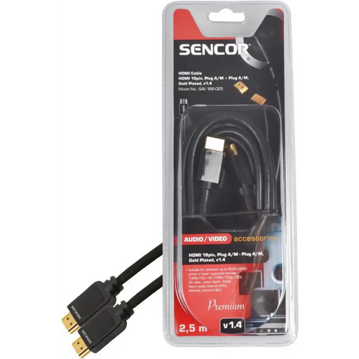 Cable Sencor SAV 166-025 HDMI-HDMI 2.5M - Кабели<<<Аксесоари за телевизори<<<Аксесоари<<<TechMart