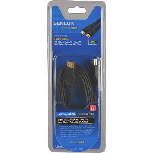 Cable Sencor SAV 177-015 HDMI AA FLAT V1.4 1.5m - Кабели<<<Аксесоари за телевизори<<<Аксесоари<<<TechMart
