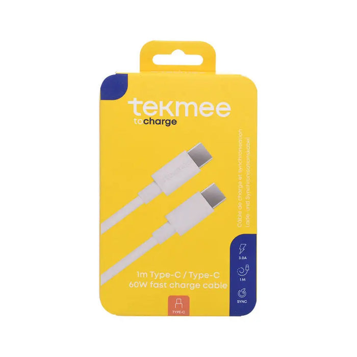 CABLE TYPE-C/TYPE-C WHITE/BLACK 3A 1M TEKMEE - Зарядни устройства<<<Батерии и фенери<<<Осветление<<<Praktiker
