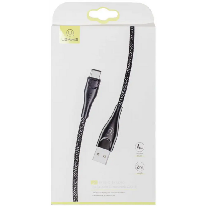 Cable Usams U41 Type-C SJ395USB01 2m black - Аксесоари за смартфон<<<Телефони и таблети<<<TechMart&&&Аксесоари за