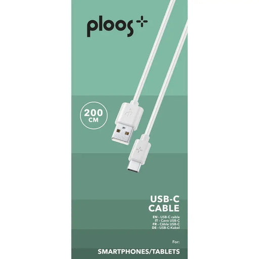 CABLE USB-C 2M WHITE PLOOS - Зарядни устройства<<<Батерии и фенери<<<Осветление<<<Praktiker&&&Аксесоари за