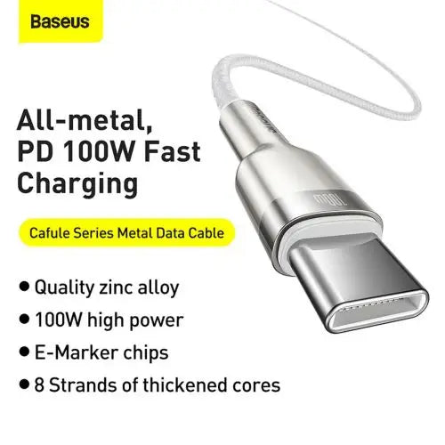 Cable USB-C to USB-C Baseus Cafule 100W 1m (white) - Type-C cable<<<Accessories<<<Основна<<<DunaXML&&&USB-C