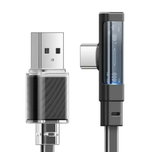 Cable USB-C to USB-C Mcdodo CA-3423 90 Degree 1.8m with LED (black) - USB-C to USB-C<<<USB cables<<<GSM