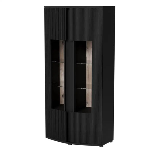 Cama 2D display cabinet MICHELLE 86x35-47xH180 black/viking oak - Buffets and display cabinets on a wooden