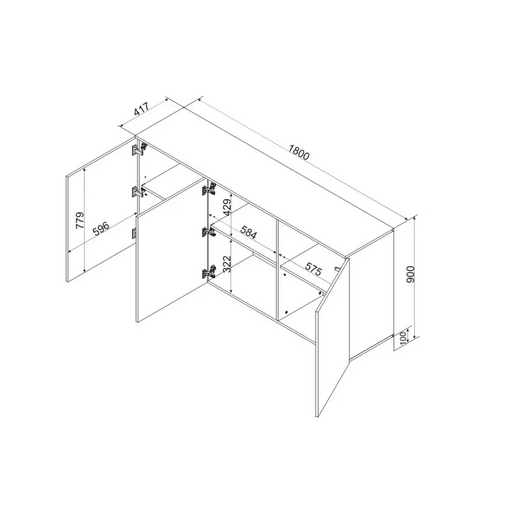 Cama 3D chest of drawers ALMA 180x41.5xH90 cashmere - Chests of drawers made of furniture