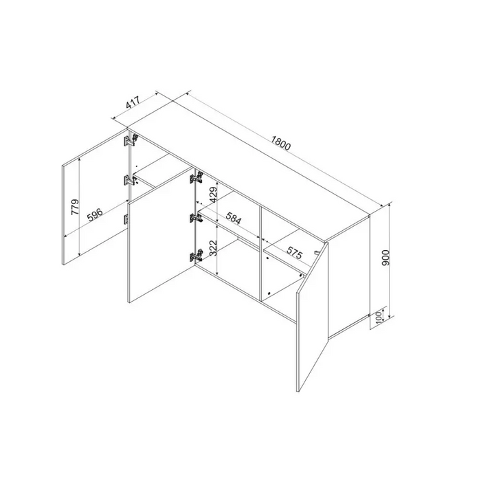 Cama 3D chest of drawers ALMA 180x41.5xH90 cashmere - Chests of drawers made of furniture